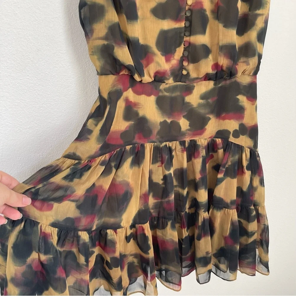 TED BAKER DRESS ELVINIA ANIMAL PRINT BUTTON UP GGT MINI DRESS BROWN. Size 2 - Picture 8 of 12
